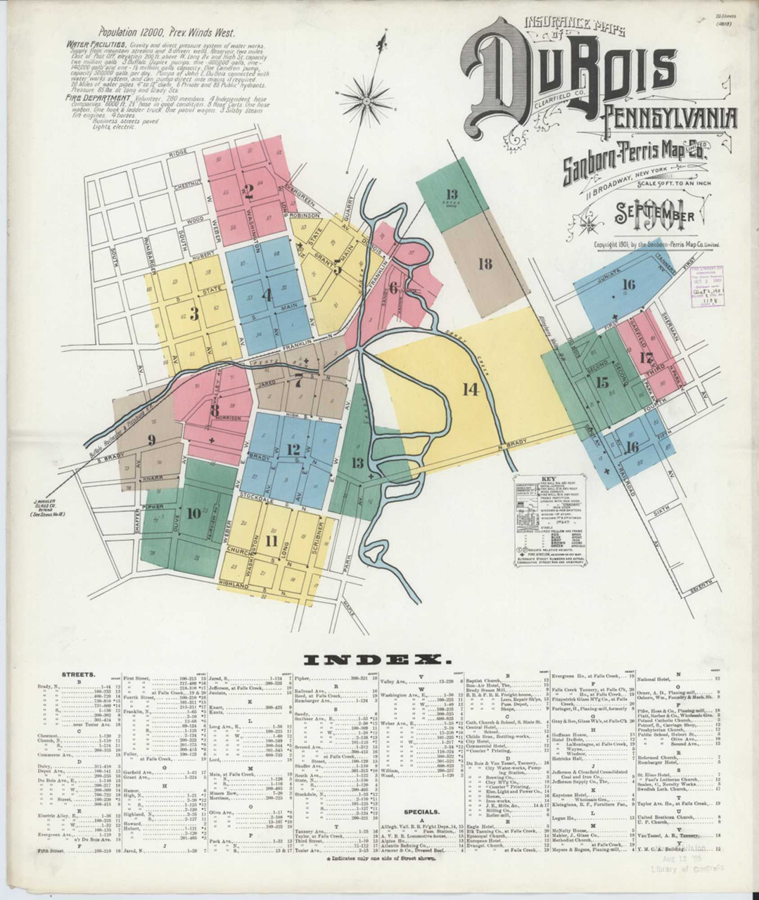 Du Bois Pennsylvania 1901 - Fire Insurance Index - Old Map Reprint
